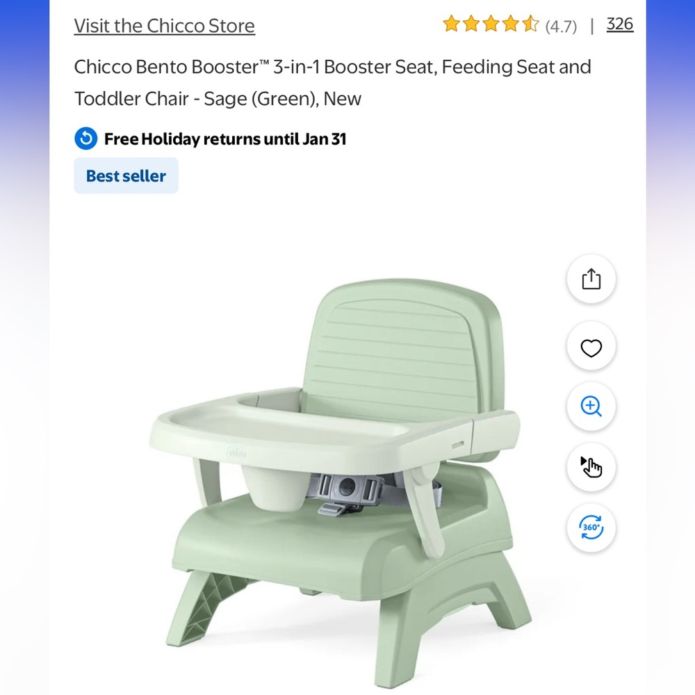 Chic Sage Green Booster Seat by Chic